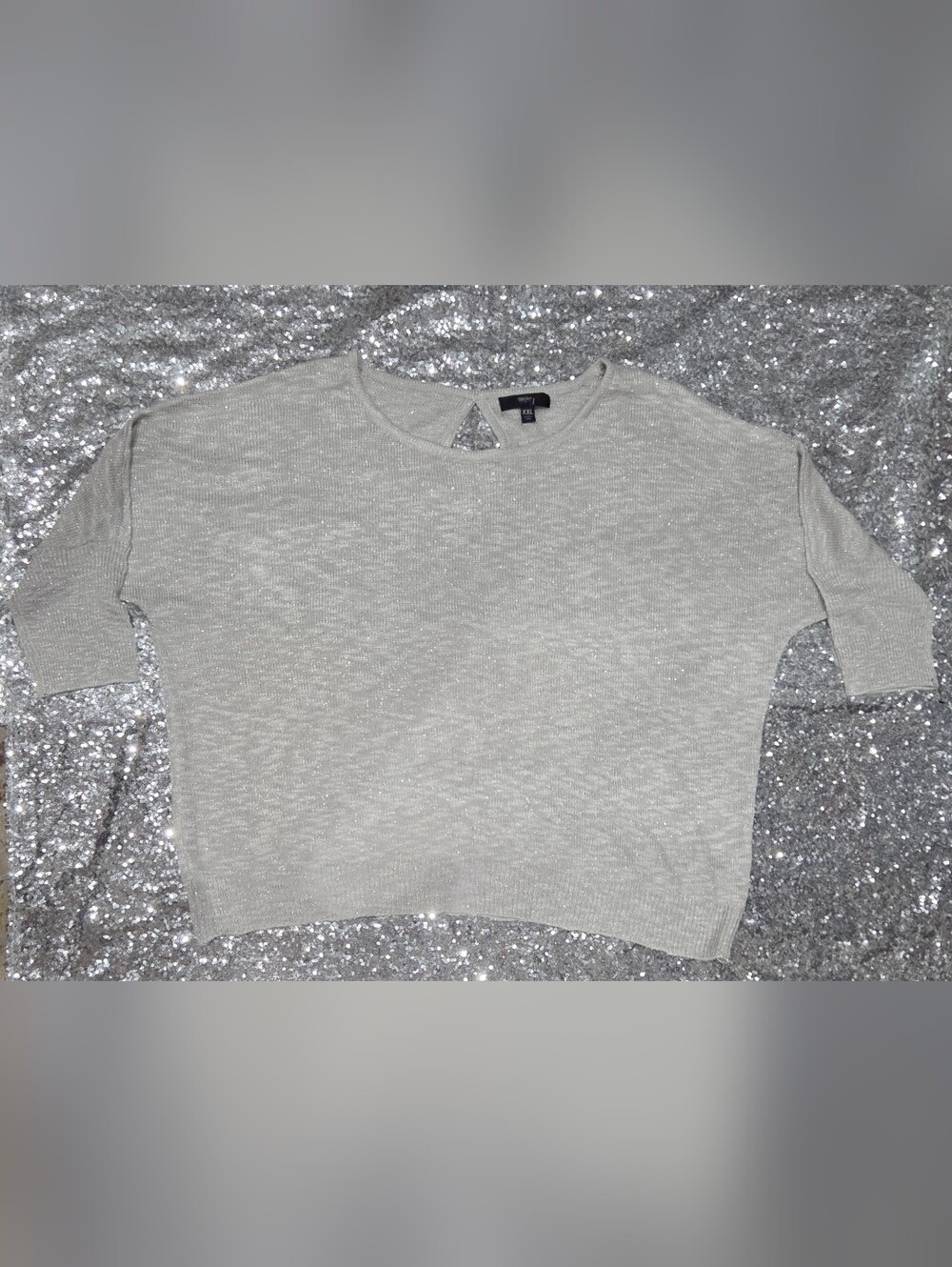 Light Glitter Gray Crew Neck Sweater